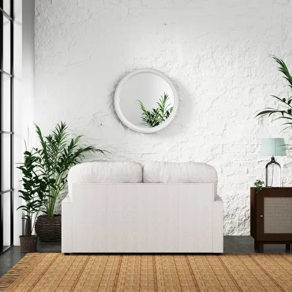 2-Seater Sofa Bed with Storage - Natural, Faux Linen