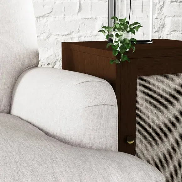 2-Seater Sofa Bed with Storage - Natural, Faux Linen