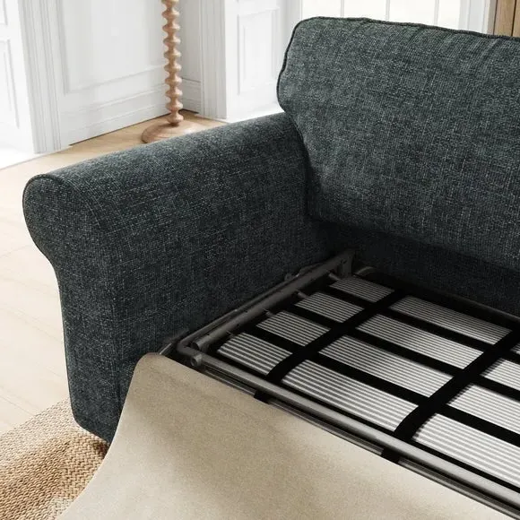 2-Seater Sofa Bed with Storage - Navy, Chenille