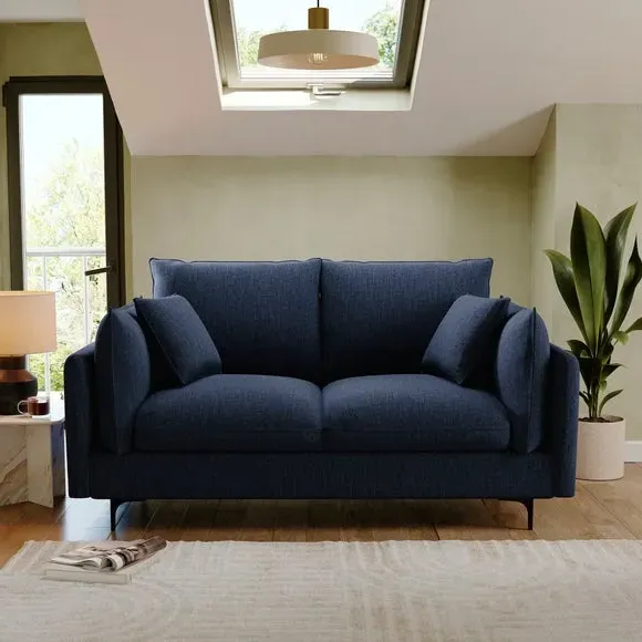 2-Seater Sofa Bed with Storage - Navy, Chenille
