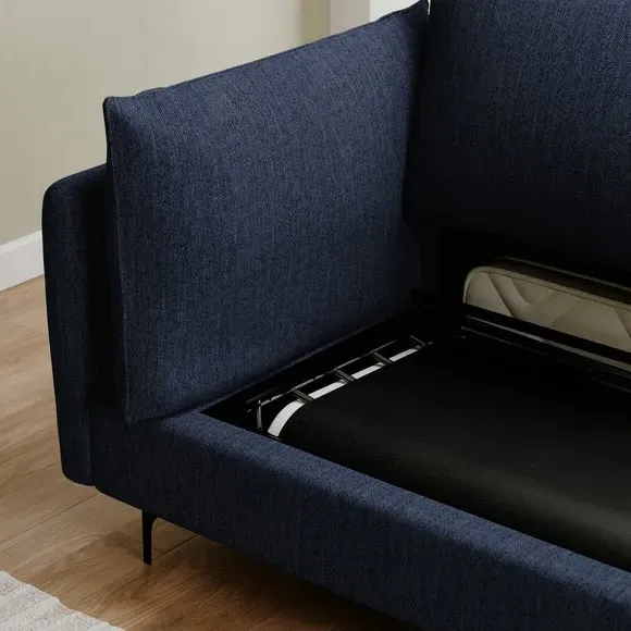 2-Seater Sofa Bed with Storage - Navy, Chenille