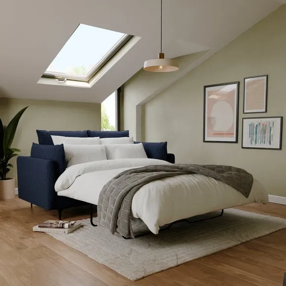 2-Seater Sofa Bed with Storage - Navy, Chenille image