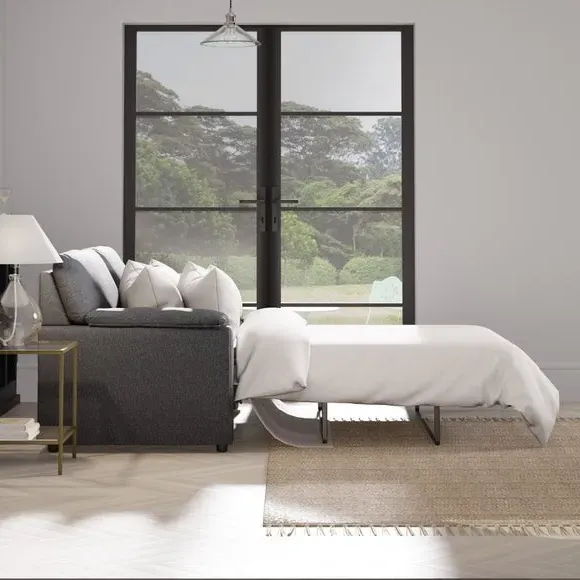 2-Seater Sofa Bed with Storage - Navy, Fabric