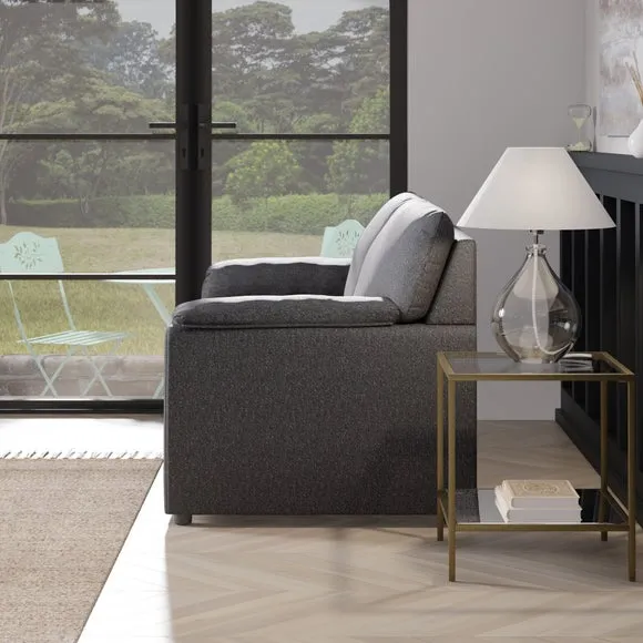 2-Seater Sofa Bed with Storage - Navy, Fabric