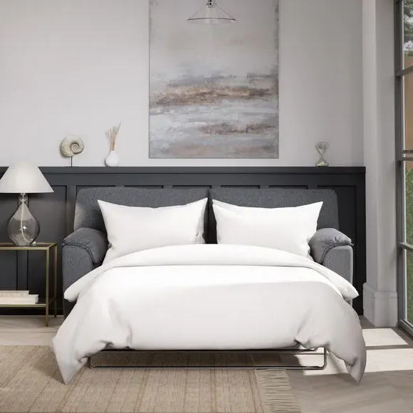 2-Seater Sofa Bed with Storage - Navy, Fabric
