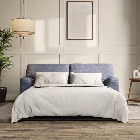 2-Seater Sofa Bed with Storage - Navy, Fabric