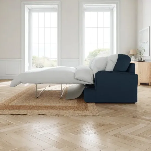 2-Seater Sofa Bed with Storage - Navy, Velvet