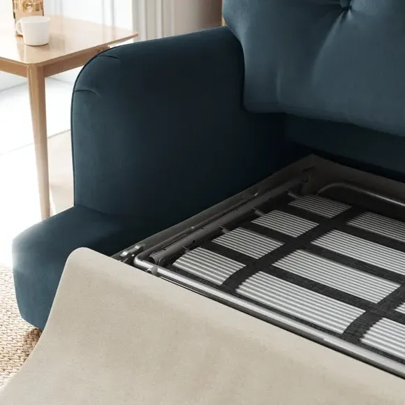 2-Seater Sofa Bed with Storage - Navy, Velvet