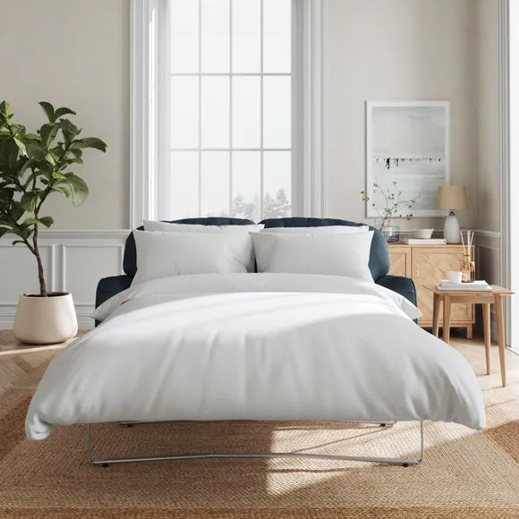2-Seater Sofa Bed with Storage - Navy, Velvet