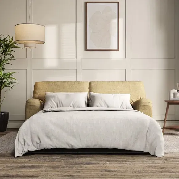 2-Seater Sofa Bed with Storage - Ochre, Fabric