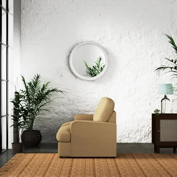 2-Seater Sofa Bed with Storage - Ochre, Faux Linen