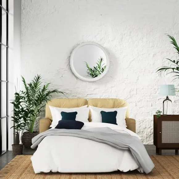 2-Seater Sofa Bed with Storage - Ochre, Faux Linen