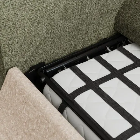 2-Seater Sofa Bed with Storage - Olive, Chenille