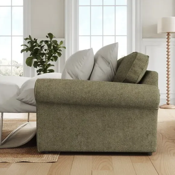 2-Seater Sofa Bed with Storage - Olive, Chenille