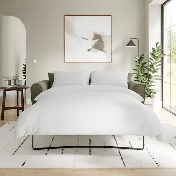 2-Seater Sofa Bed with Storage - Olive, Chenille