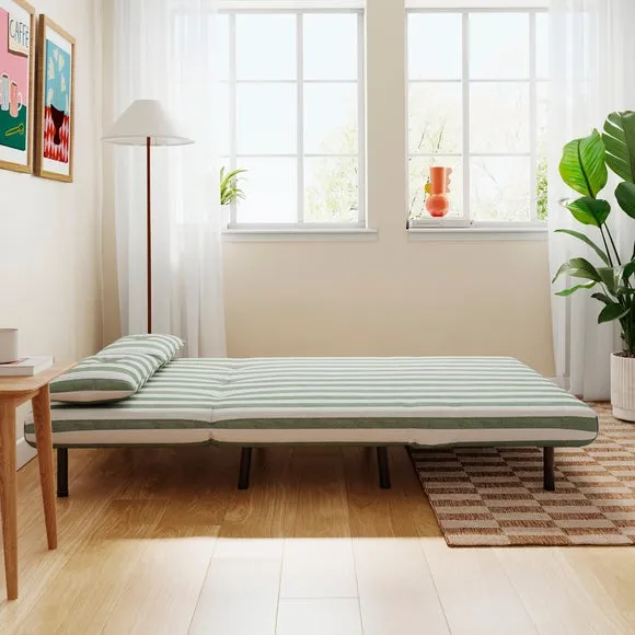 2-Seater Sofa Bed with Storage - Olive, Fabric