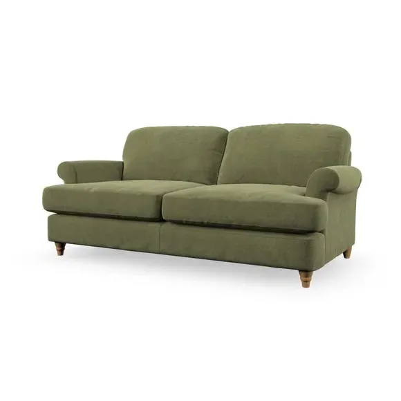 2-Seater Sofa Bed with Storage - Olive, Velvet