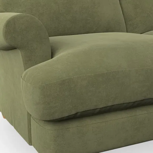 2-Seater Sofa Bed with Storage - Olive, Velvet