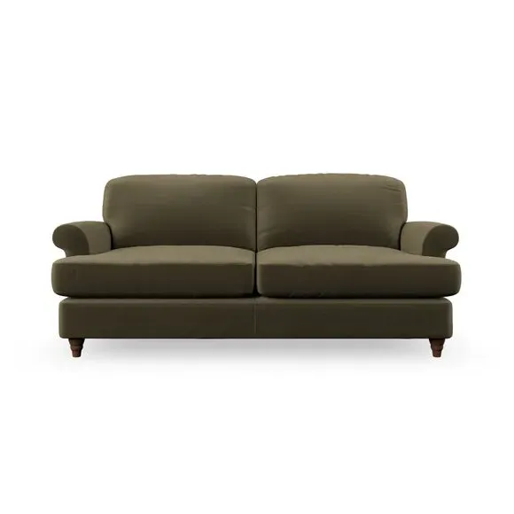 2-Seater Sofa Bed with Storage - Olive, Velvet