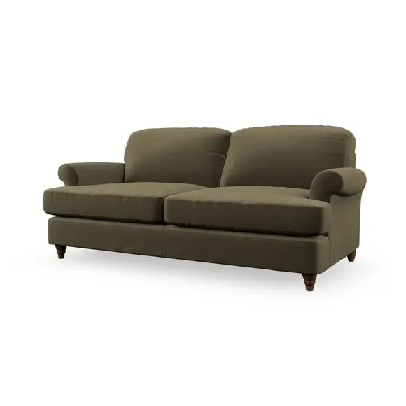 2-Seater Sofa Bed with Storage - Olive, Velvet