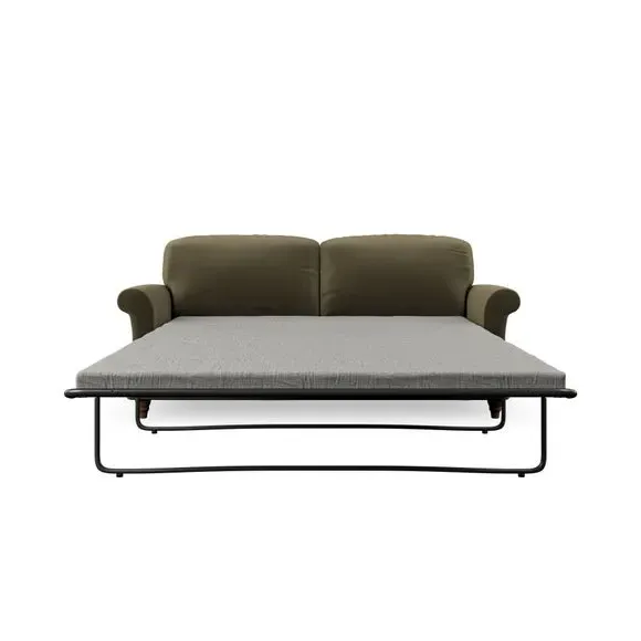 2-Seater Sofa Bed with Storage - Olive, Velvet