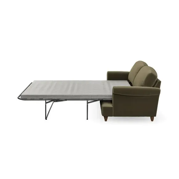 2-Seater Sofa Bed with Storage - Olive, Velvet