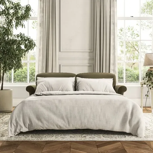 2-Seater Sofa Bed with Storage - Olive, Velvet