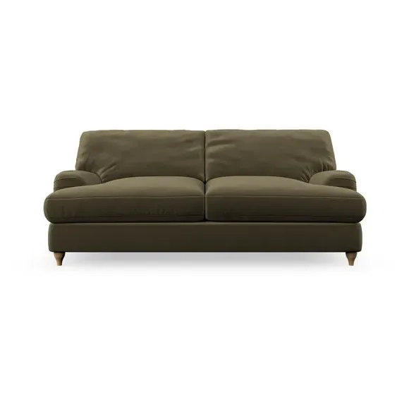 2-Seater Sofa Bed with Storage - Olive, Velvet