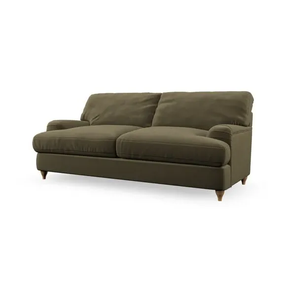 2-Seater Sofa Bed with Storage - Olive, Velvet