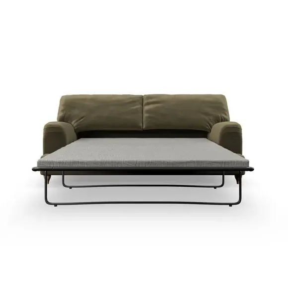 2-Seater Sofa Bed with Storage - Olive, Velvet