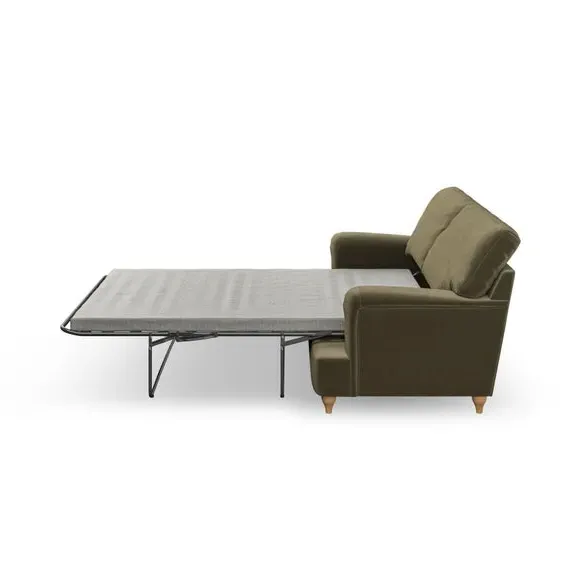 2-Seater Sofa Bed with Storage - Olive, Velvet