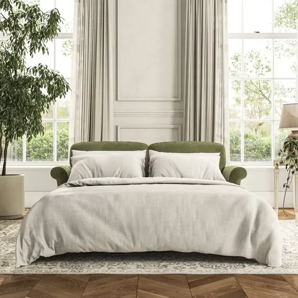 2-Seater Sofa Bed with Storage - Olive, Velvet