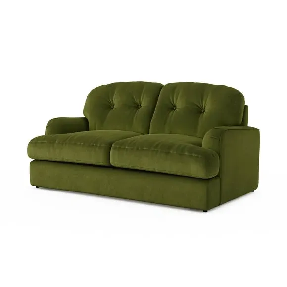 2-Seater Sofa Bed with Storage - Olive, Velvet