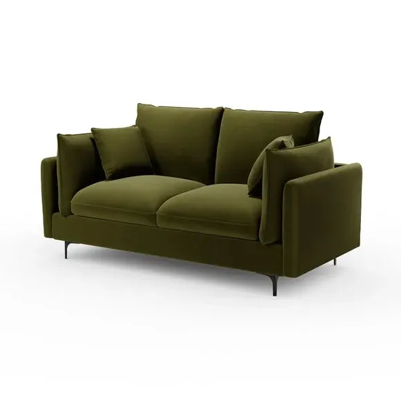 2-Seater Sofa Bed with Storage - Olive, Velvet