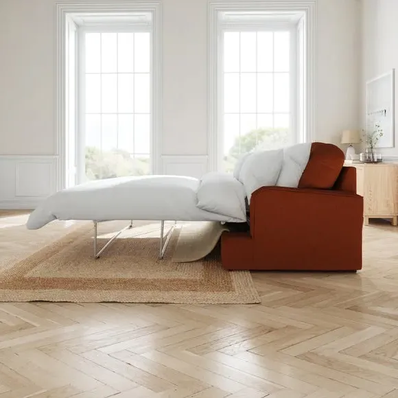 2-Seater Sofa Bed with Storage - Orange, Velvet