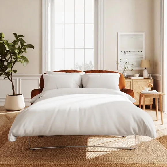 2-Seater Sofa Bed with Storage - Orange, Velvet