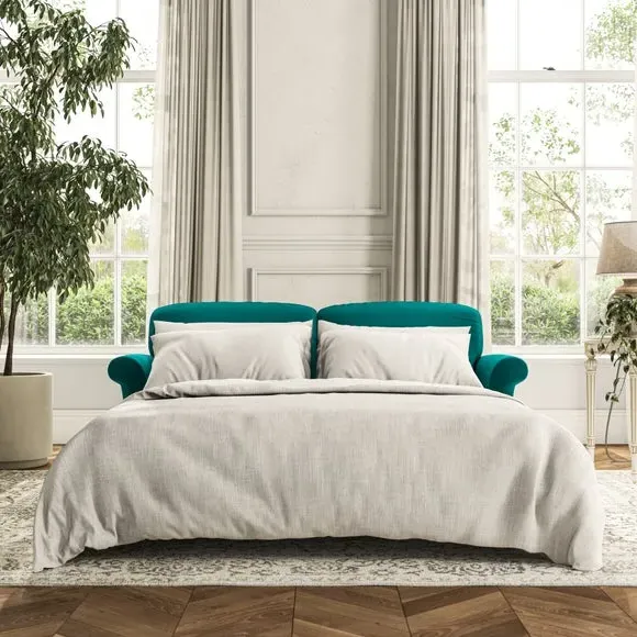 2-Seater Sofa Bed with Storage - Peacock, Velvet