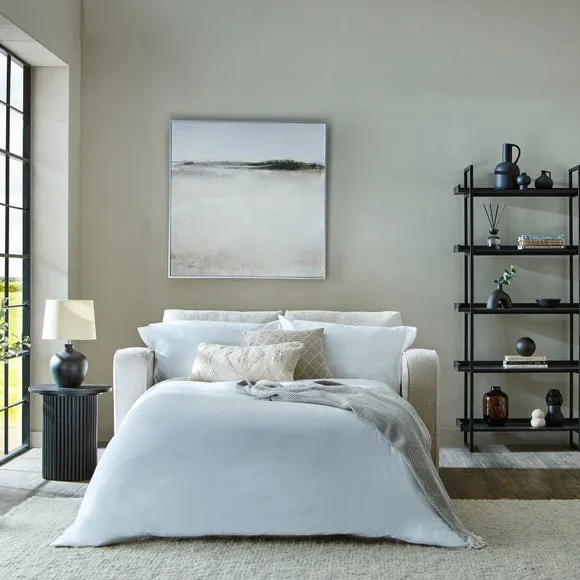 2-Seater Sofa Bed with Storage - Sand, Chenille