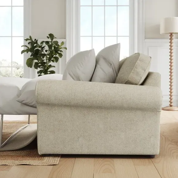 2-Seater Sofa Bed with Storage - Sandstone, Chenille