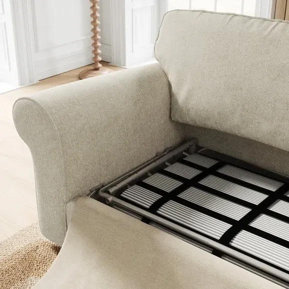 2-Seater Sofa Bed with Storage - Sandstone, Chenille