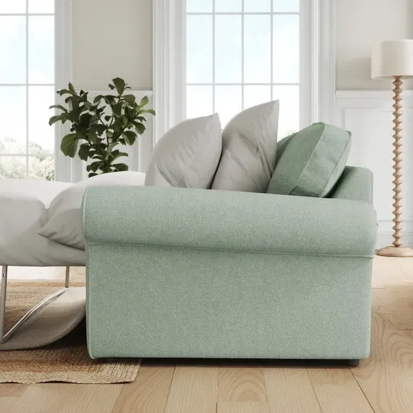 2-Seater Sofa Bed with Storage - Seafoam, Chenille