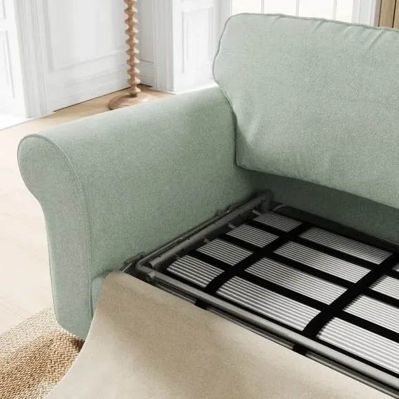 2-Seater Sofa Bed with Storage - Seafoam, Chenille