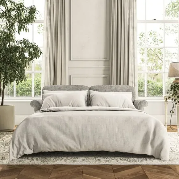 2-Seater Sofa Bed with Storage - Silver, Chenille