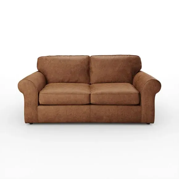 2-Seater Sofa Bed with Storage - Tan, Faux Leather