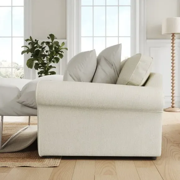 2-Seater Sofa Bed with Storage - White, Chenille