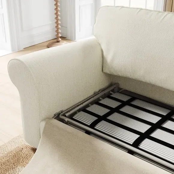 2-Seater Sofa Bed with Storage - White, Chenille