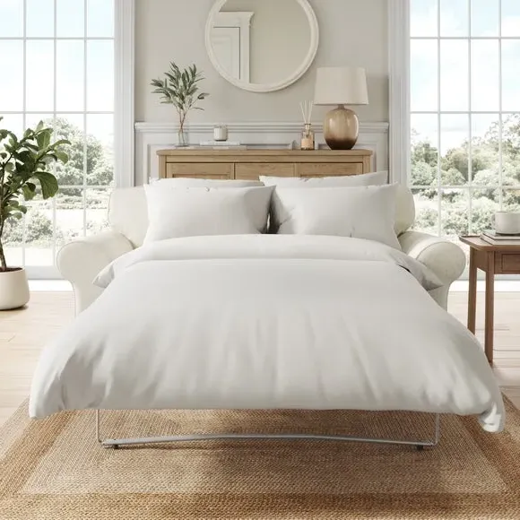 2-Seater Sofa Bed with Storage - White, Chenille