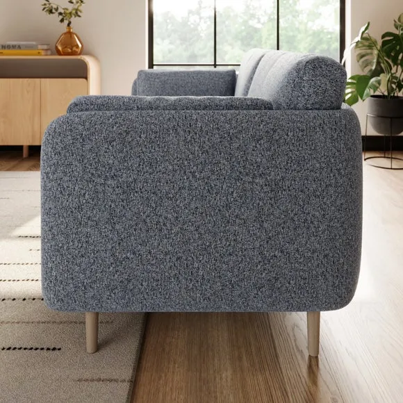 2-Seater Sofa Fixed Back - Navy, Boucle