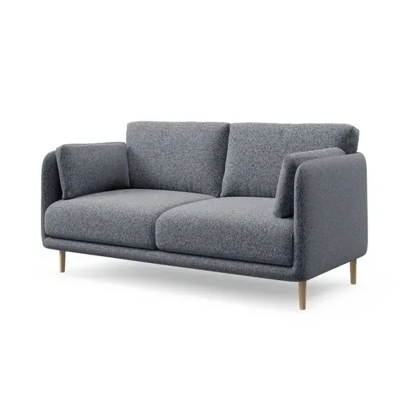 2-Seater Sofa Fixed Back - Navy, Boucle