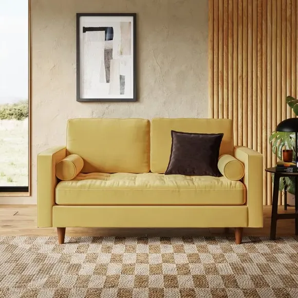 2-Seater Sofa - Gold, Velvet image